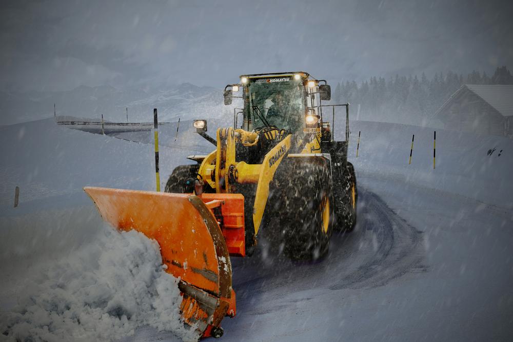 bulldozer in the snow