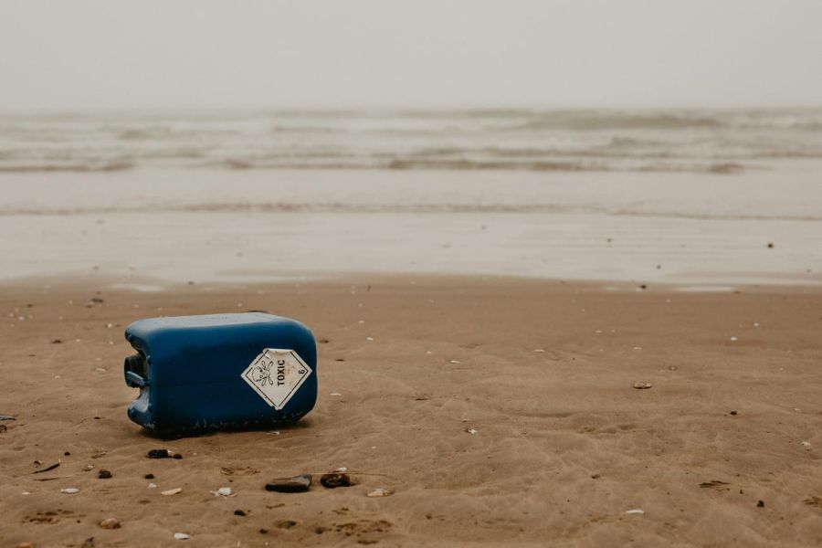 toxic container on beach