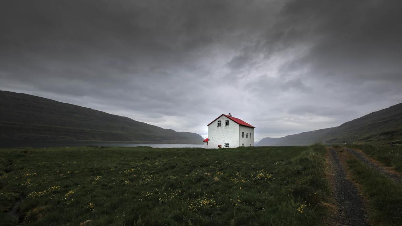 iceland isolated house, outdoors