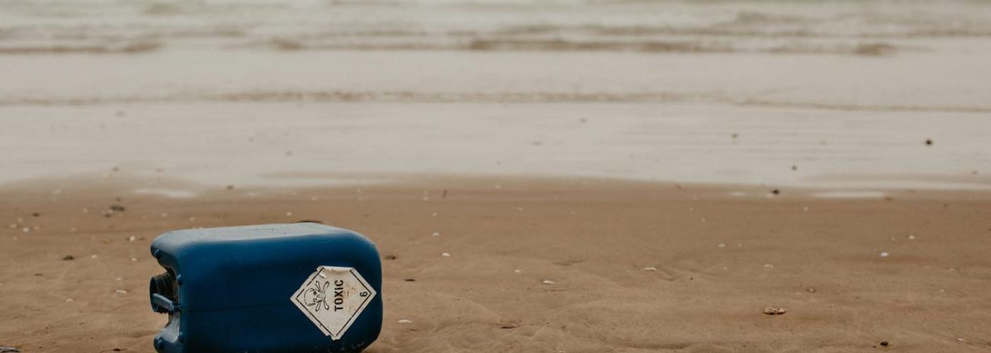 toxic container on beach